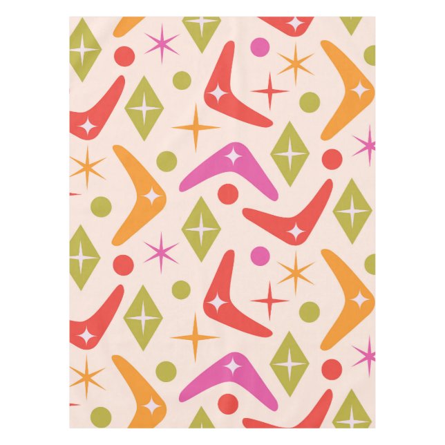 Colourful Mid Century Boomerangs with Diamonds  Tablecloth (Front)