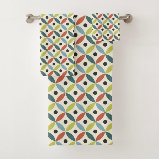 Colourful Mid Century decoration Bath Towel Set (Insitu)