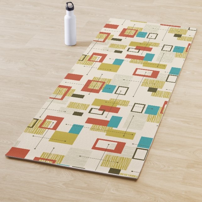 Colourful Mid-Century Geometric Seamless Pattern Yoga Mat (In Situ)