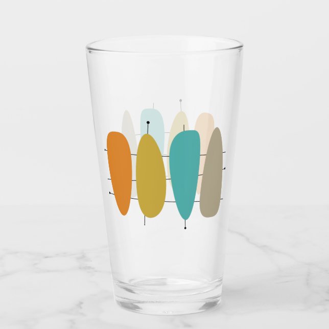 Colourful Mid Century Guitar Picks on Lines Glass (Front)