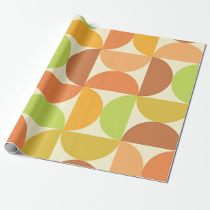 Colourful Mid Century Half Circles Pattern Wrapping Paper
