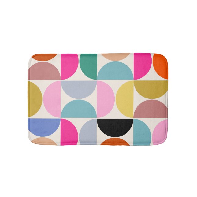 Colourful Mid Century Modern Abstract Pattern Bath Mat (Front)
