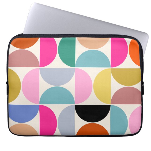 Colourful Mid Century Modern Abstract Pattern Laptop Sleeve (Front)