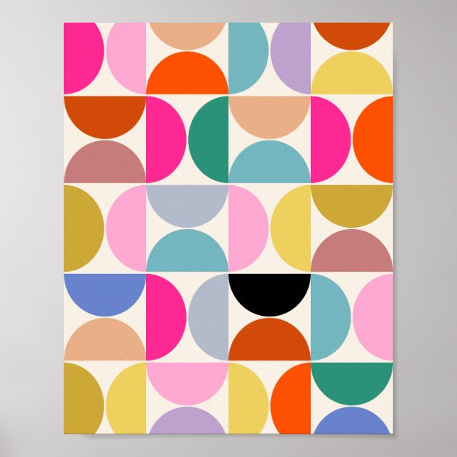 Colourful Mid Century Modern Abstract Pattern Poster (Front)