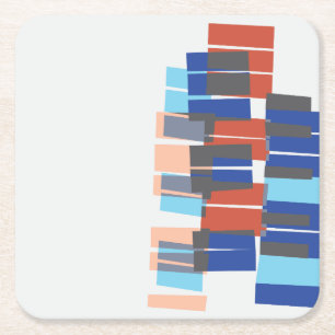 Colourful Mid Century Modern Art Pattern  Square Paper Coaster