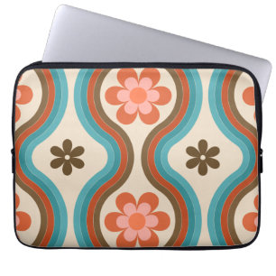 Colourful Mid Century Modern Floral Rainbow Retro Laptop Sleeve