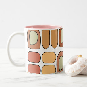 Colourful Mid Century Modern Geometric Two-Tone Coffee Mug