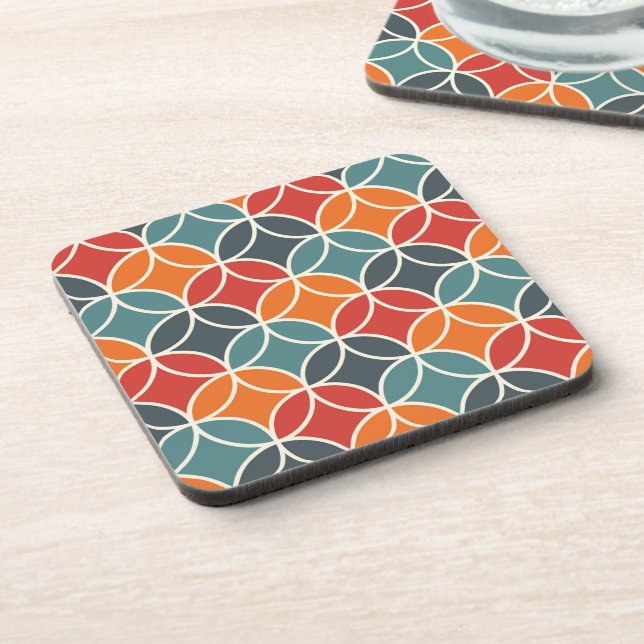Colourful Mid-Century Modern Style Pattern Coaster (Left Side)