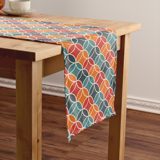 Colourful Mid-Century Modern Style Pattern Medium Table Runner (In Situ)
