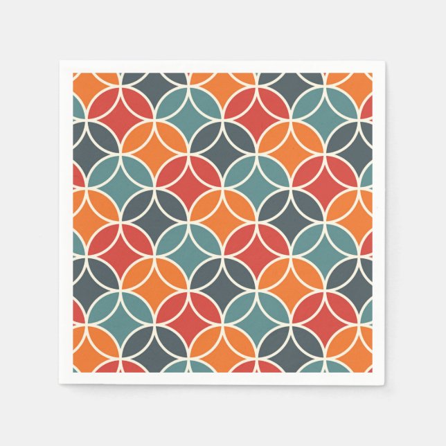 Colourful Mid-Century Modern Style Pattern Napkin (Front)