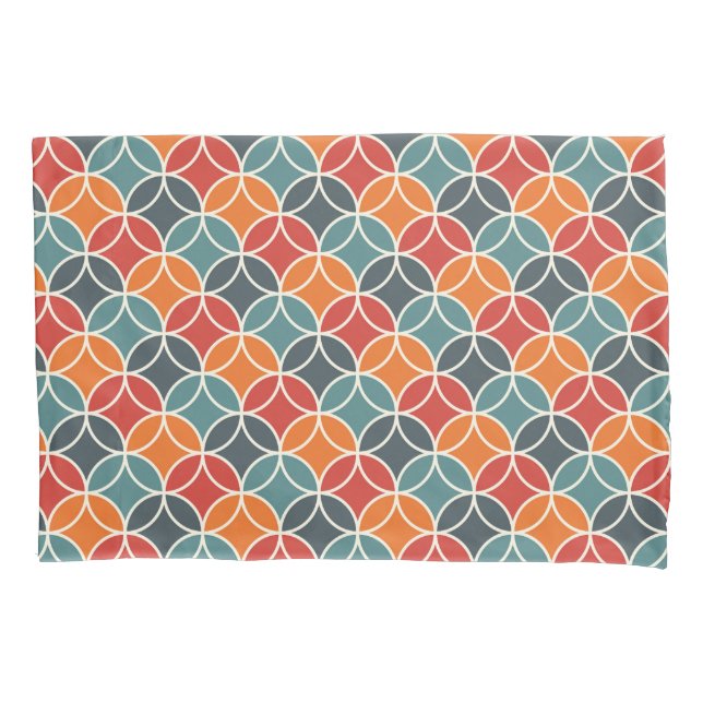 Colourful Mid-Century Modern Style Pattern Pillowcase (Front-Left)