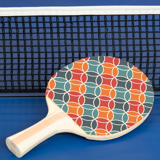 Colourful Mid-Century Modern Style Pattern Ping Pong Paddle (Insitu)