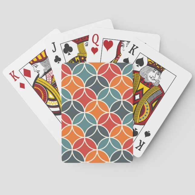Colourful Mid-Century Modern Style Pattern Playing Cards (Back)