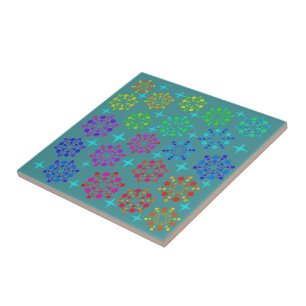 Colourful Mid Century Retro Pattern Art Design Ceramic Tile
