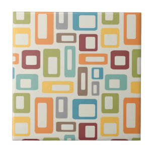 Colourful Mid Century style shapes Ceramic Tile