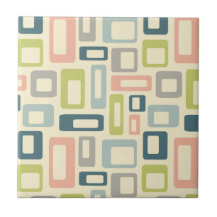 Colourful Mid Century style shapes Ceramic Tile