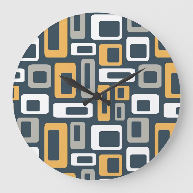 Colourful Mid Century style shapes Large Clock (Front)