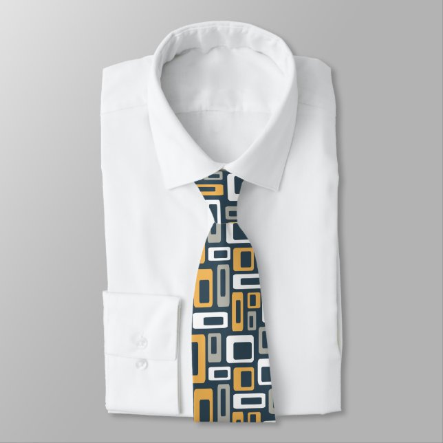 Colourful Mid Century style shapes Tie (Tied)
