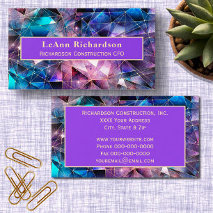 Colourful Midnight Crystals and Gold Business Card