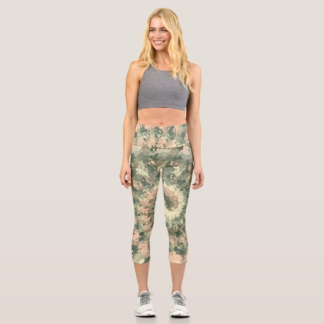 Colourful Military Camouflage Capri Leggings (Front)