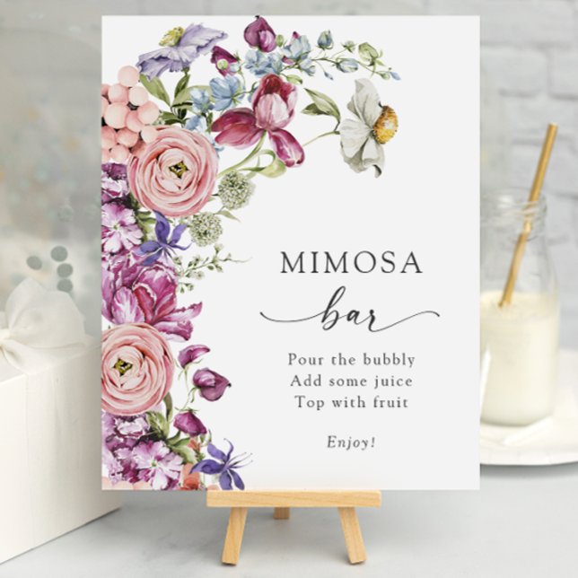 Colourful Mimosa Bar Poster (Colorful Floral Mimosa Bar Poster by Painted Paperie
)