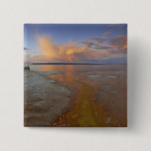 Colourful mineral deposits emit from Black Pool 2 15 Cm Square Badge