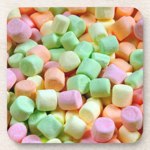 Colourful miniature marshmallow print coaster