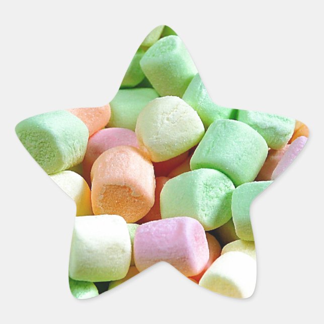 Colourful miniature marshmallow print star sticker (Front)