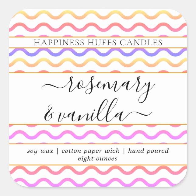 Colourful Minimal Script Candle Label Sticker (Front)