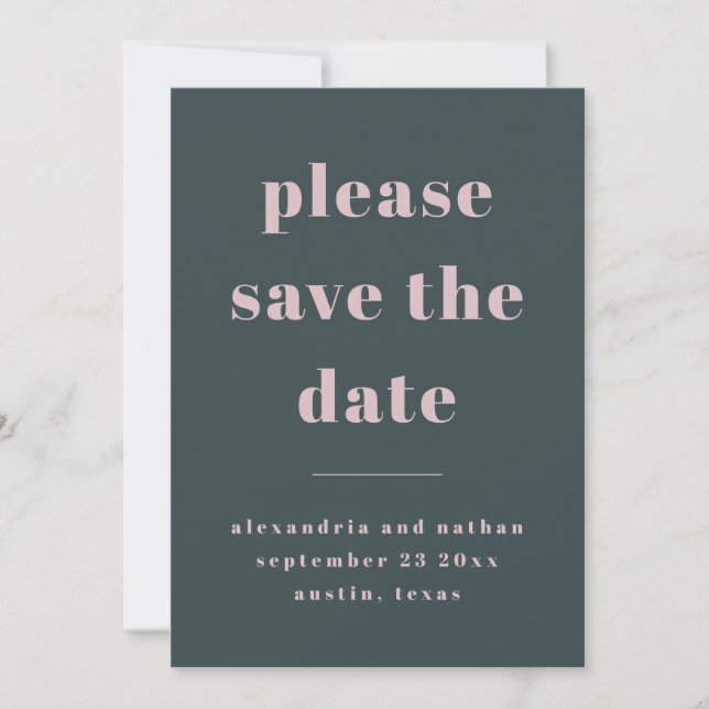 Colourful Minimalism | Charcoal Blue Photo Back Save The Date (Front)