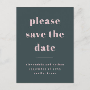 Colourful Minimalism   Charcoal Blue Save the Date Invitation Postcard