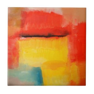 Colourful Minimalist Abstract Artwork Ceramic Tile