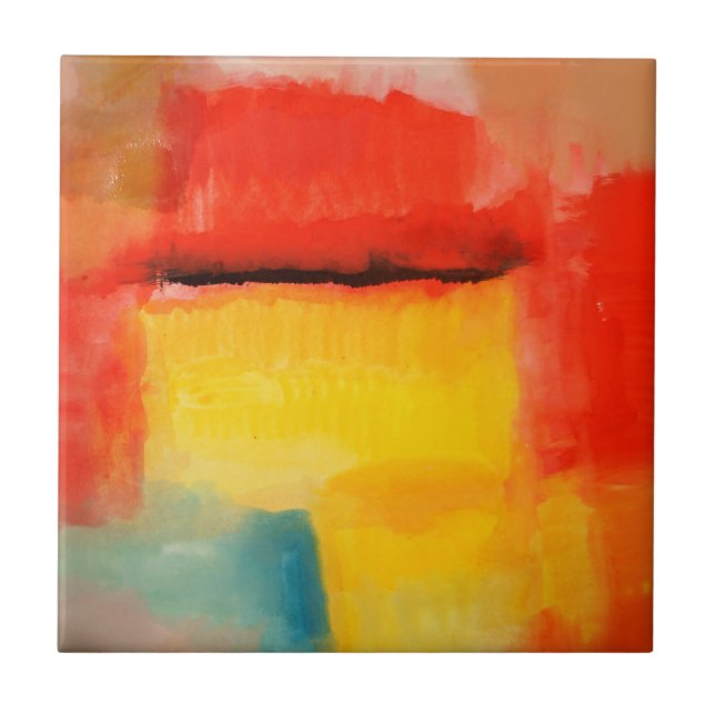 Colourful Minimalist Abstract Artwork Ceramic Tile (Front)