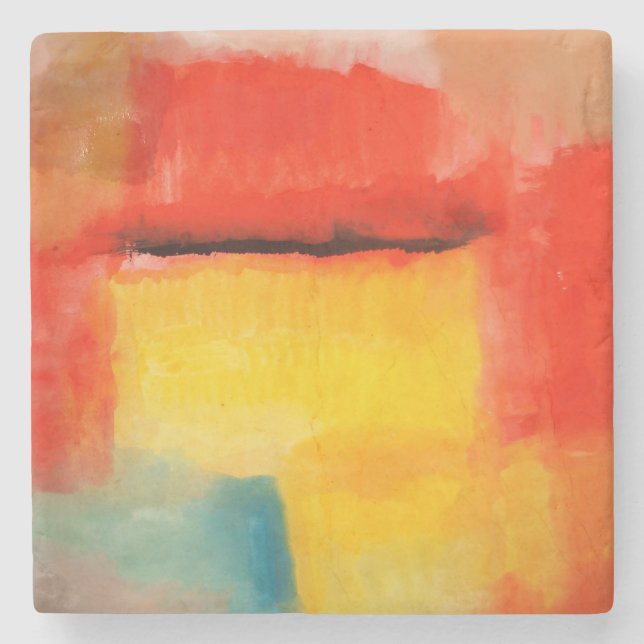 Colourful Minimalist Abstract Artwork Stone Coaster (Front)
