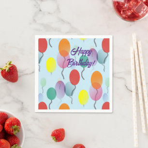 Colourful Minimalist Balloons Happy Birthday  Napkin