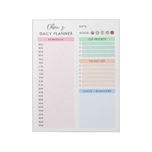 Colourful Minimalist Custom Daily Planner Notepad