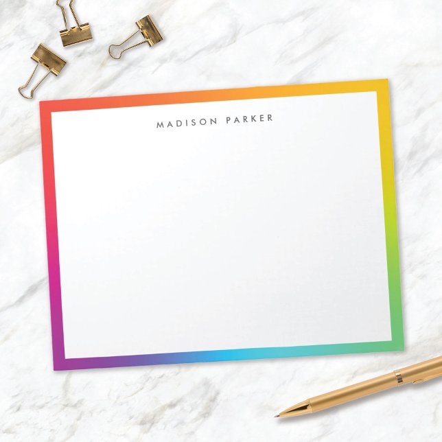 Colourful Minimalist Modern Rainbow Border Notepad (Creator Uploaded)