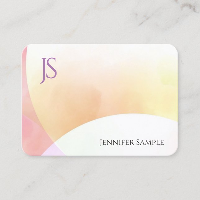 Colourful Minimalist Monogram Simple Elegant Moder Business Card (Front)