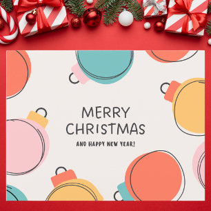 Colourful Minimalist Ornament Christmas Holiday Postcard
