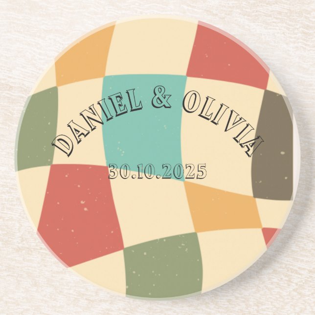 Colourful Minimalist Wedding Coaster (Front)