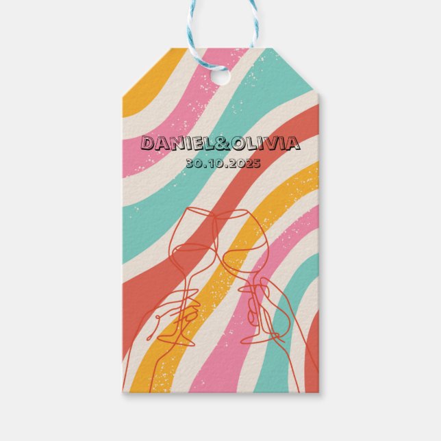 Colourful Minimalist Wedding Gift Tags (Front)