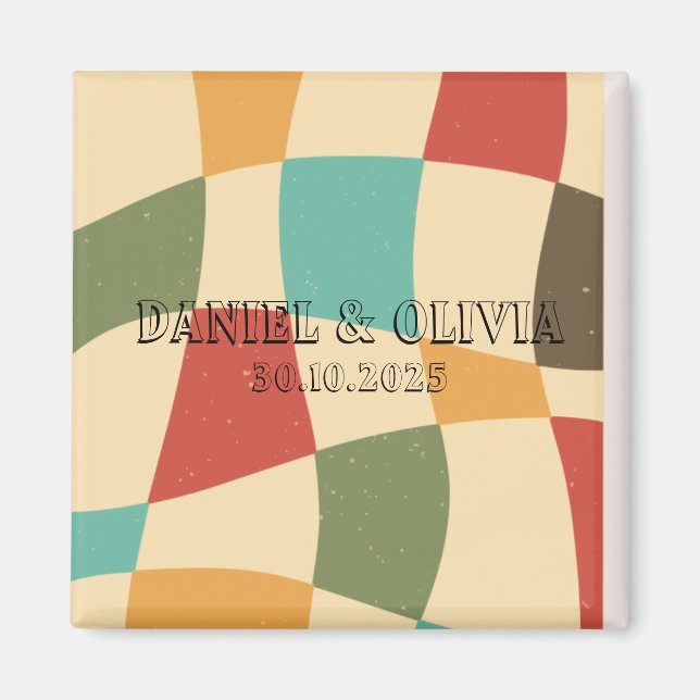 Colourful Minimalist Wedding Magnet (Front)