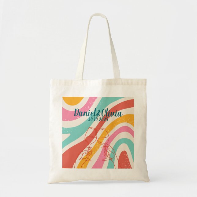 Colourful Minimalist Wedding Tote Bag (Front)