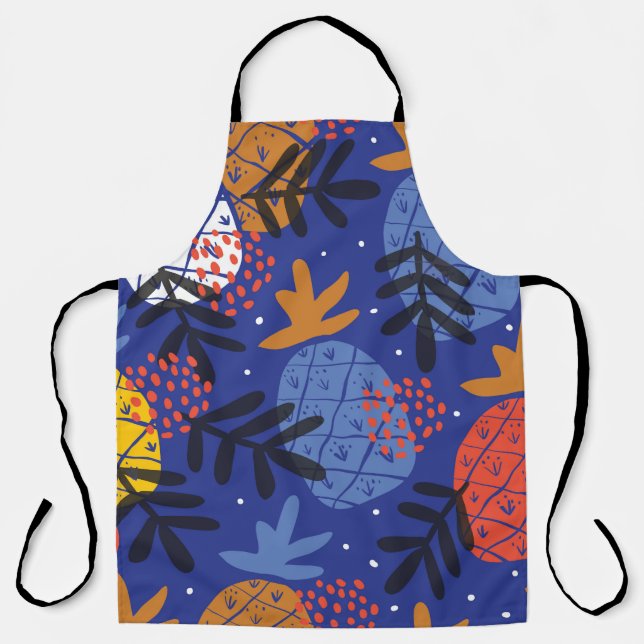 Colourful minimalistic abstract pineapples and lea apron (Front)