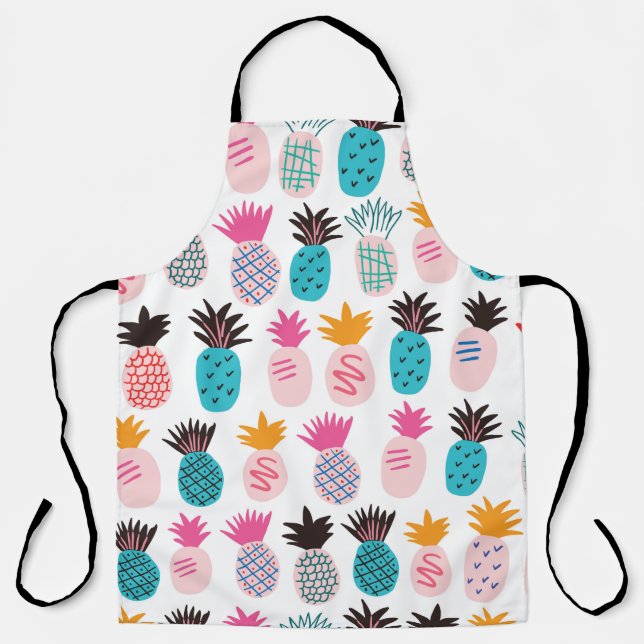Colourful minimalistic abstract pineapples and lea apron (Front)
