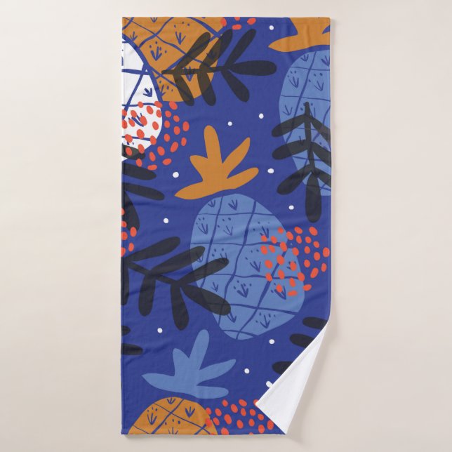 Colourful minimalistic abstract pineapples and lea bath towel (Bath Towel)