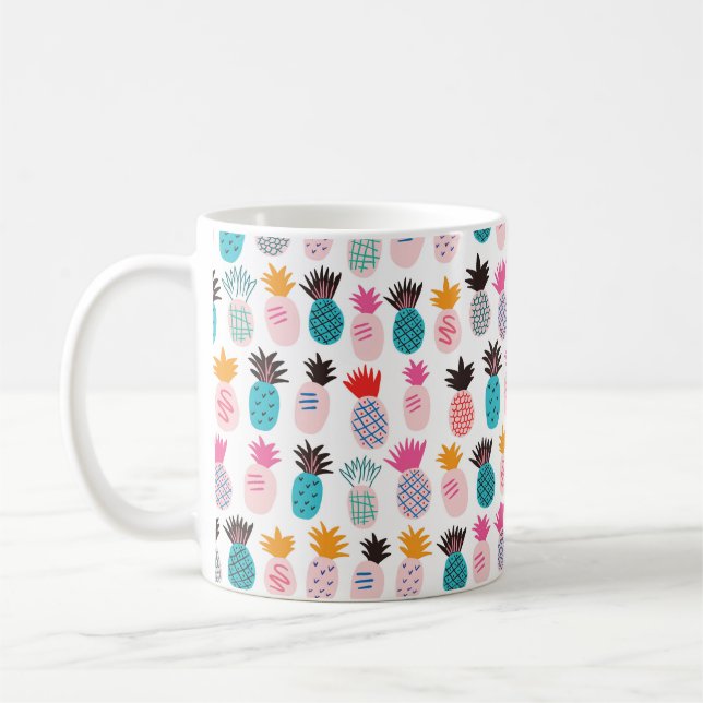 Colourful minimalistic abstract pineapples and lea coffee mug (Left)