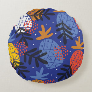 Colourful minimalistic abstract pineapples and lea round cushion