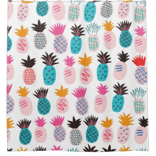 Colourful minimalistic abstract pineapples and lea shower curtain