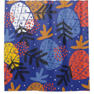 Colourful minimalistic abstract pineapples and lea shower curtain